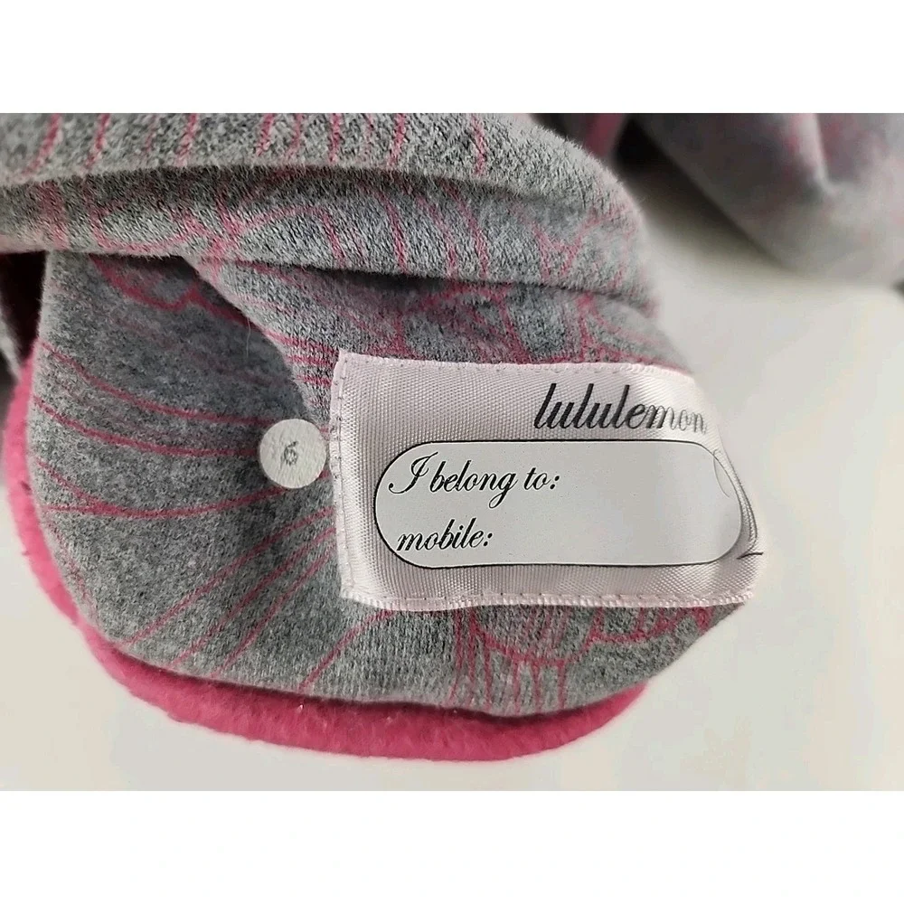 Lululemon Womens Hoodie Size 6 Pink and Gray Flower Motif Long Sleeve Zip Up - Picture 10 of 13